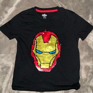 Marvel Avengers Iron Man Reversible Sequin Big Face Superhero Costume‎ T-Shirt M